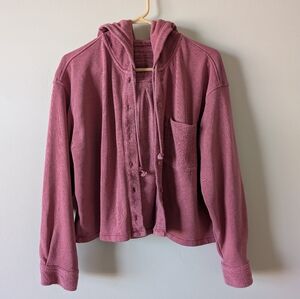 American Eagle Pink Cropped Shacket Size Medium